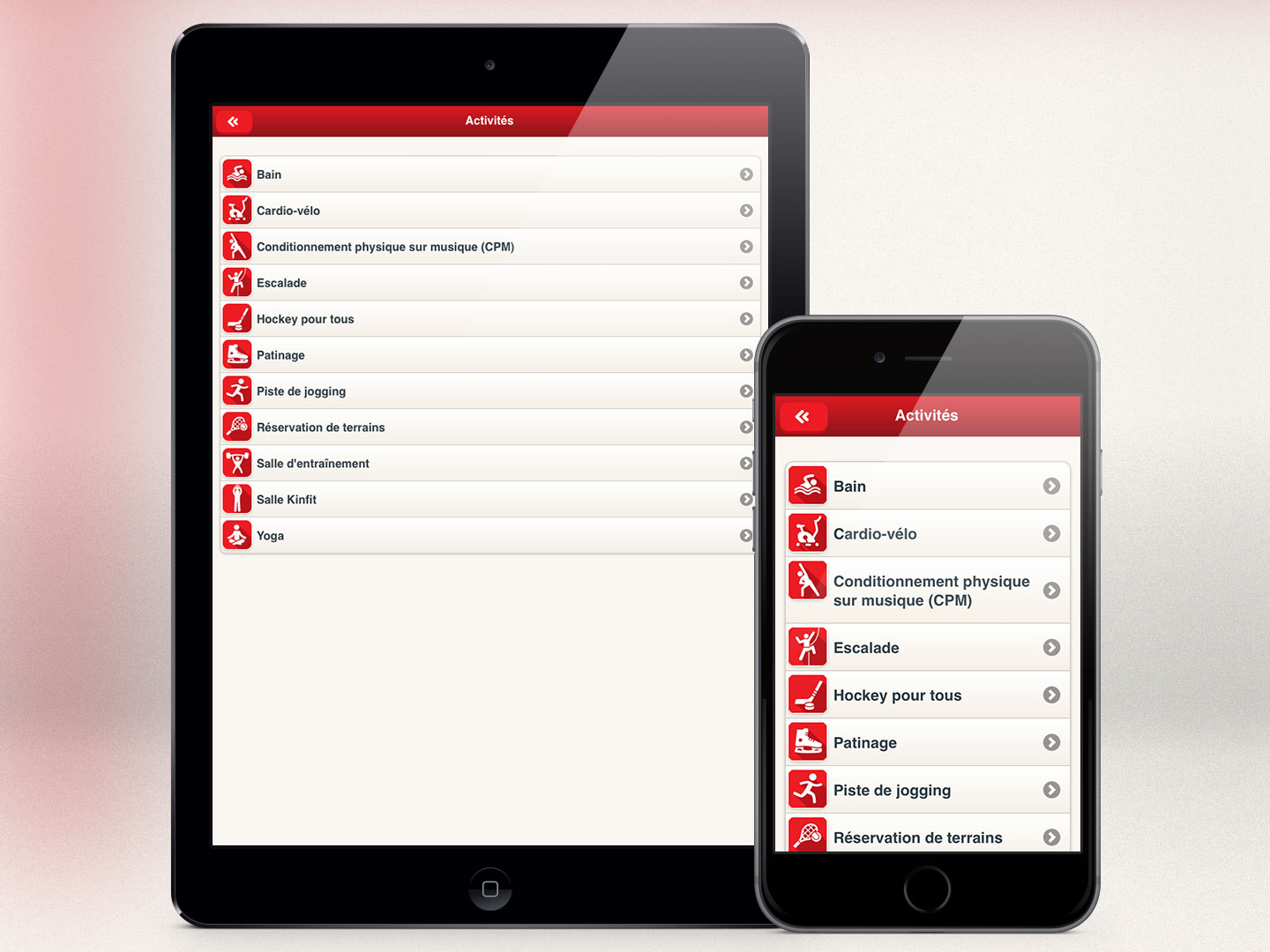 Horaires des activit&eacute;s libres du PEPS