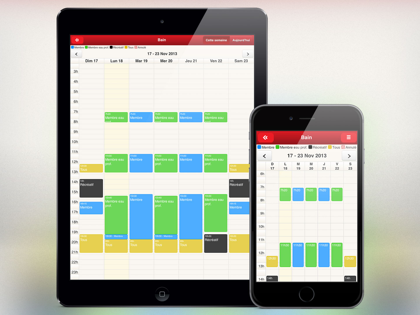 Horaires des activit&eacute;s libres du PEPS