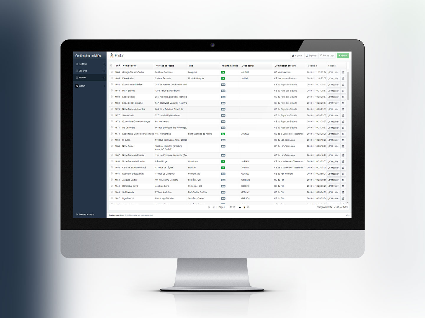 Logiciel de gestion des activités
