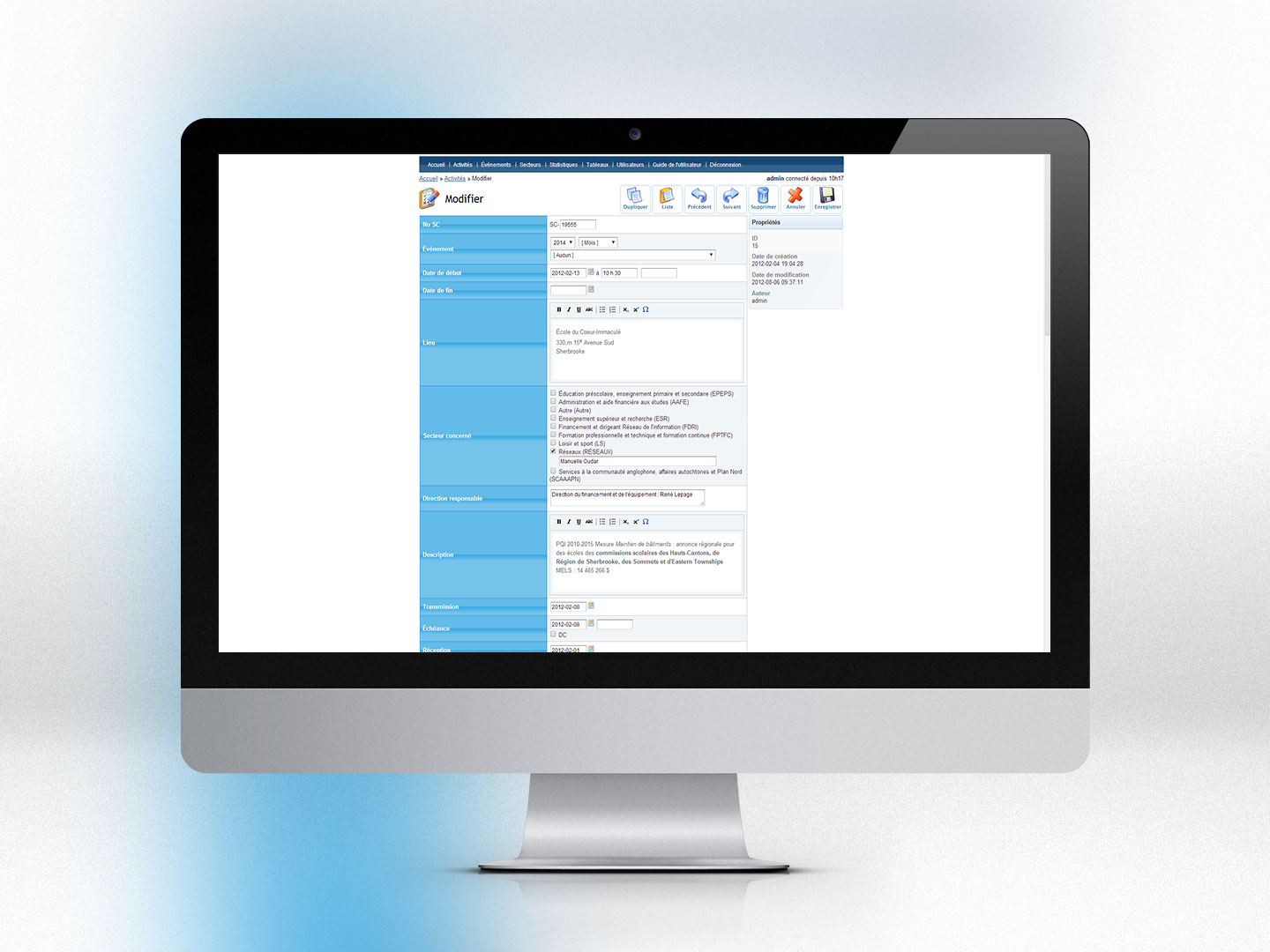 Système de gestion des activités publiques